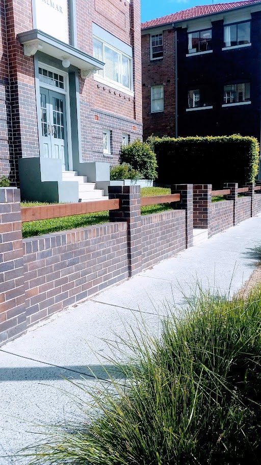 Retaining wall and brick fence in Coogee, Sydney